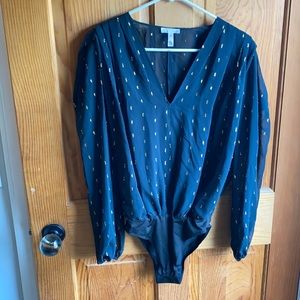 Leith navy blue and gold body suit, xs